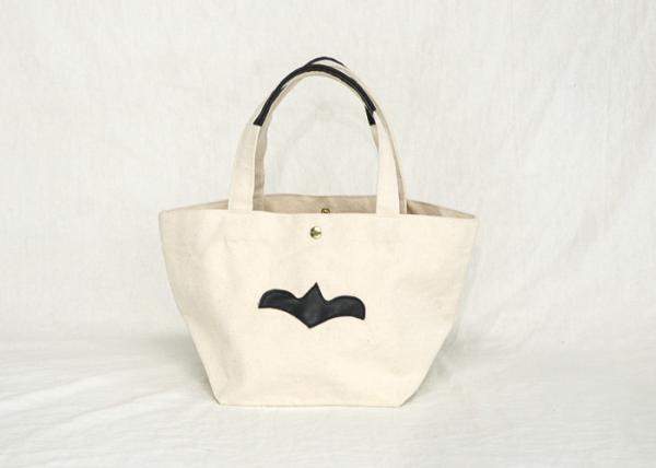 Cheap 16oz 100% Cotton Canvas Tote Bags , Recyclable Tote Bag With Black Leather Logo for sale