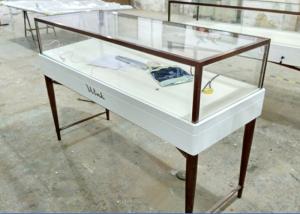 Best Free 3D Design Glass Store Display Case Milk White Color Hidden LED Strip Lighting wholesale