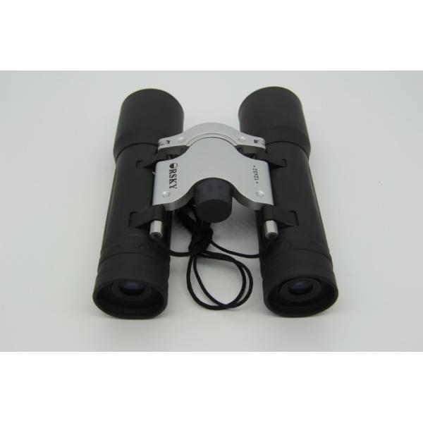 Black 12x32 Compact Folding Binoculars , Compact Sports Binoculars With Neck Strap