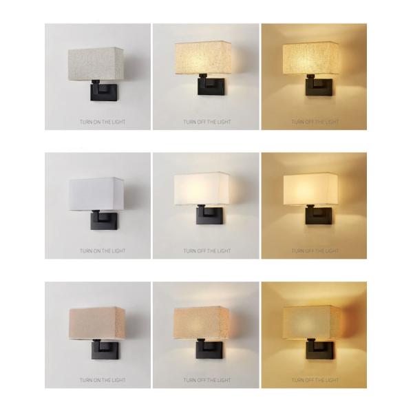 USB hotel bedside lamp bedroom bedhead wall lamp indoor fabric shade modern reading light wall lamp interior