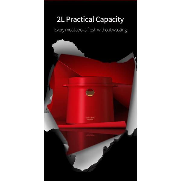 2L Red Modern Desugared Rice Cooker Hidden Screen 2.45KG heated evenly
