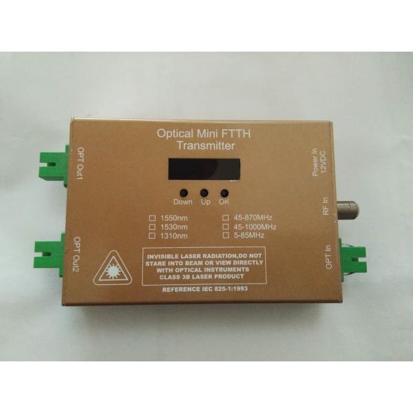 47~1000MHz Mini Optical Transmitter DFB Laser 2 Output Port RF Input 1 Optical Input