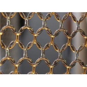 Gold Fireproof Chainmail Ring Mesh Curtain 3.8mm-50mm Aperture