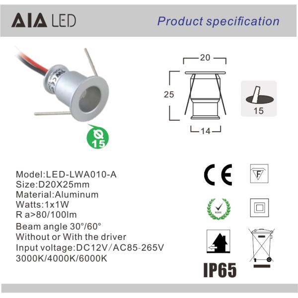 3W set recessed mounted interior small size LED spot light for showroom/mini led downlighting