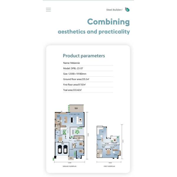Residential Light Gauge Steel Framing: Modern Prefabricated Solutions 2 Layer Villa ISO 9001