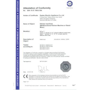 Easten Electric Appliance Co.,LTD Certifications