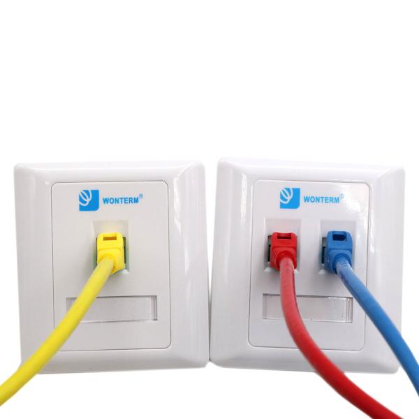 White Ethernet 2 Port Keystone Faceplate Cat6 Wall Plate With PC / ABS Housing