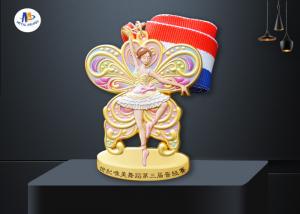 China Dancing Medal In 3D Effect Colors Painting for Dancing Girl With Woven Ribbon on sale