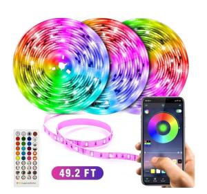 Adjustable Brightness RGBIC LED Light Strip With Music Sync Timer Customized