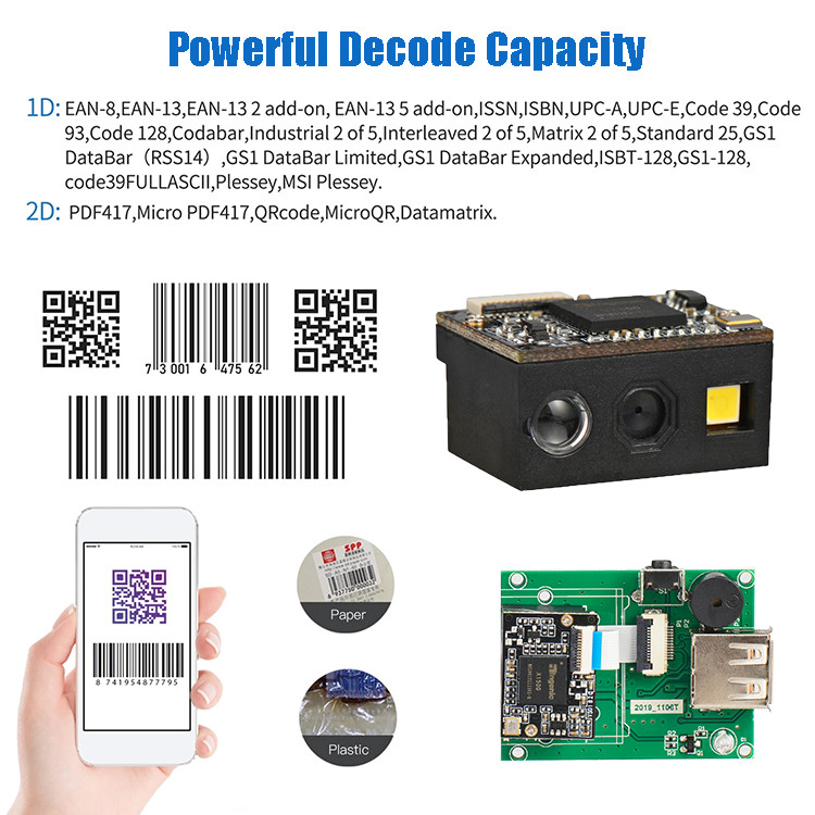 Embedded Mini Barcode Scanner TTL RS232 USB Fixed Mount Barcode Reader