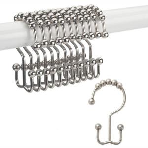 Stainless Steel Shower Curtain Rings For Bathroom Double Glide