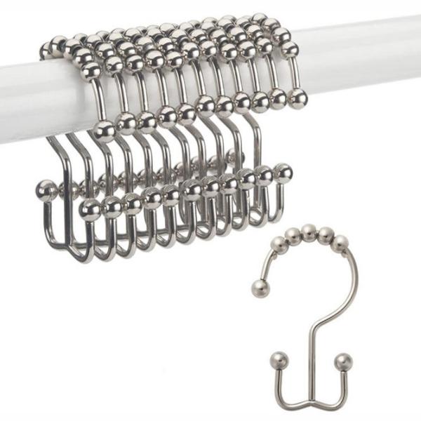Cheap Stainless Steel Shower Curtain Rings For Bathroom Double Glide for sale
