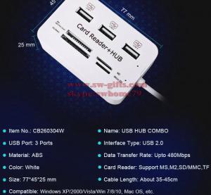 Best Micro USB Combo 3 Ports Card Reader High Speed Multi USB Splitter All In One for PC Computer Accessories Notebook hubs wholesale