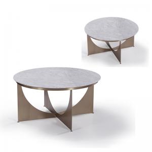 China Marble Ceramic Top End Tables , Stainless Steel Base Curved Leg Coffee Table on sale