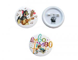 China Custom Printed Round Tinplate Plastic Pin Badge CMYK / Pantone Color Multi Sizes on sale