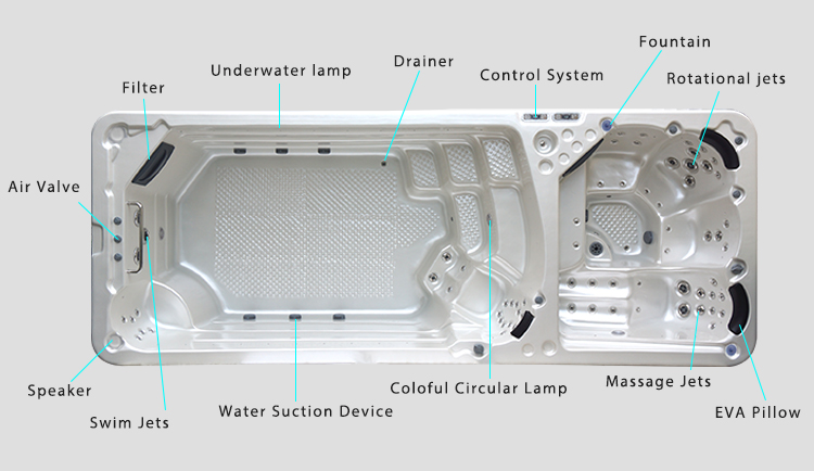 Swim Spa Good Swim Pool Container Endless Pool Acrylic Fiberglass Swim Spa Pool Outdoor Swimming Pool