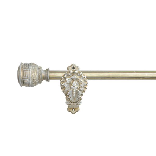 Cheap 0.6MM Thick Grooved Pipe Curtain Rods With Aluminum Carved Holder Resin Curtain Head for sale