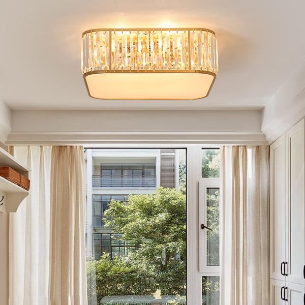 LED Ceiling Lights With Crystal Lampshade For Bedroom Metal Square Ceiling Lamp(WH-CA-99)