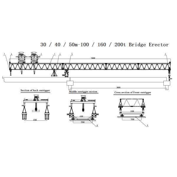 JQJ 160t bridge erecting machine, double beam truss bridge erecting machine crane and electric travelling crane made in