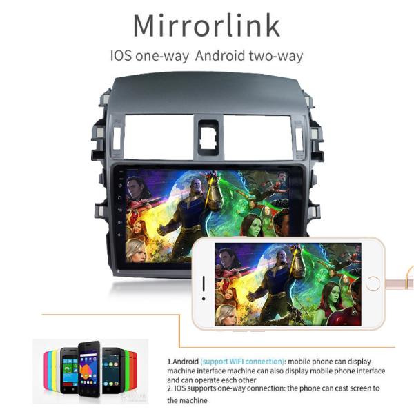 E12 2009 Toyota Corolla Android Radio 2008-2013 Car Video 16 GB GPS 10.1 Inch