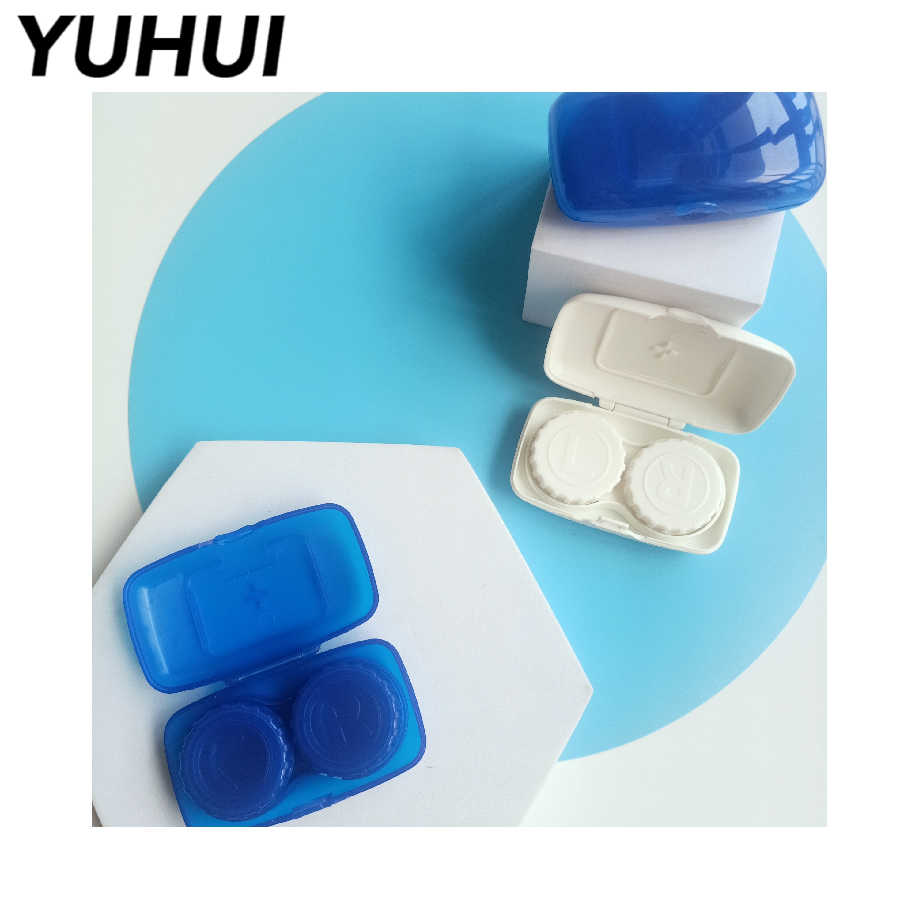 Plastic PP Material Structure Contact Lens Case Square Shape for Simple Style Storage
