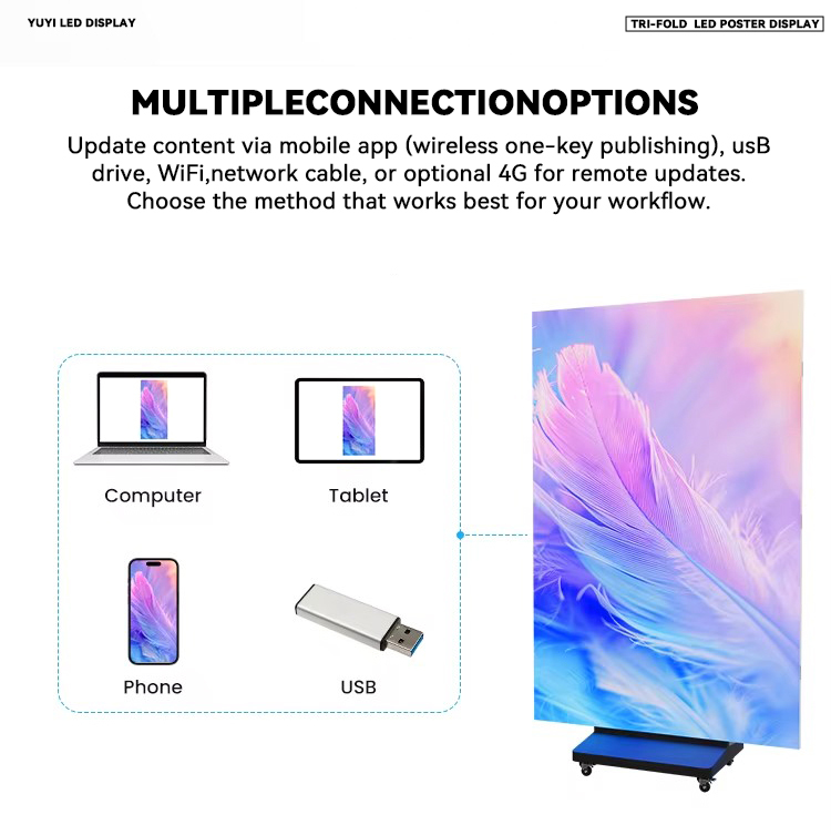 Energy Saving Ultra-Thin Portable LED Poster Screen Tri-Fold LED Display for Indoor Advertising
