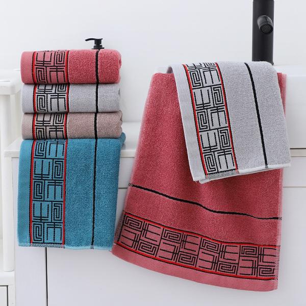 Cheap Quick Drying Shower Towel Gift Set with Striped Pattern and 100% Cotton Dark Towels for sale