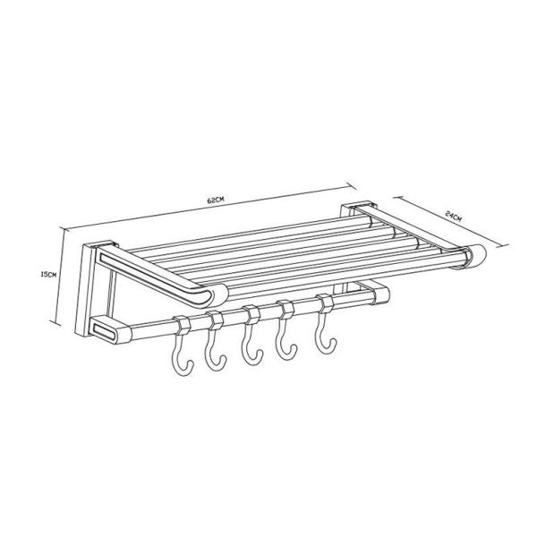 INOVI HL-V04 Plastic Towel Rack 600mm with Hook