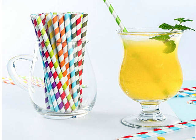 15mm Juice Straw Paper Reels Color Stripes Food Grade Approved For Drinking