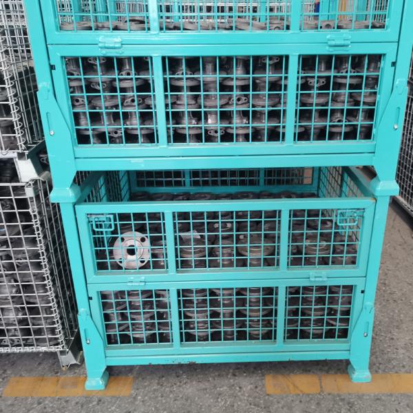 Grid Material Metal Pallet Crate Folding Mesh Container Customized