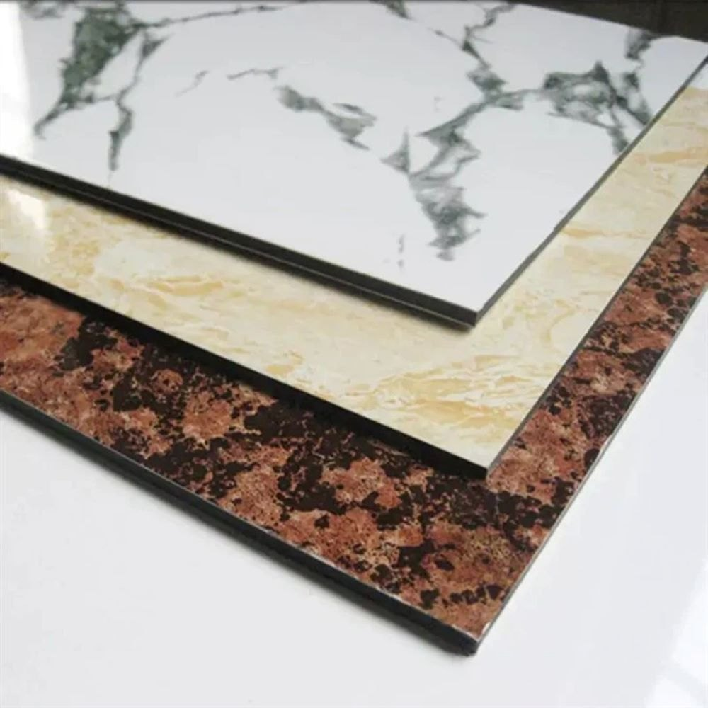 Scratch-resistant Beige stone pattern Aluminum Composite Panel 4MM 1.22*2.44m building construction wall materials