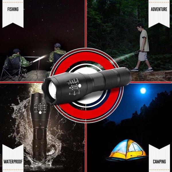 1000 Lumens Pocket LED Emergency Flashlight Adjustable Focus Zoom Light