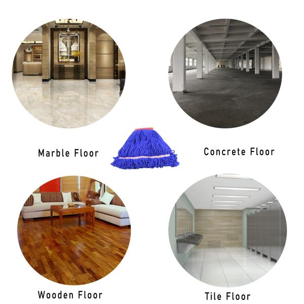 500oz Wet Cleaning Mop Large Size Blue Loop End Floor Cleaning Microfiber Wet Pad