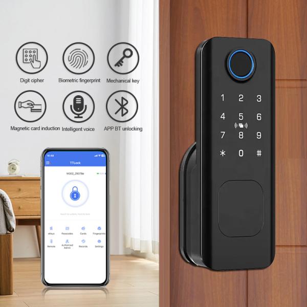 Cheap TTLock Digital Code Card Fingerprint Deadbolt Door Lock Single Latch Aluminium Shell for sale