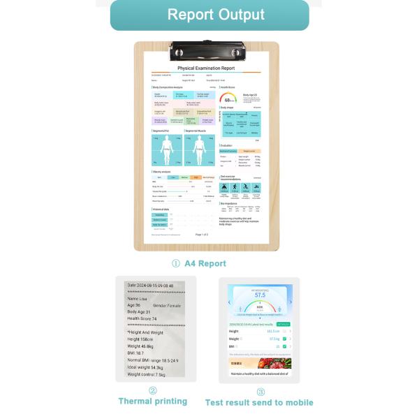 Professional 8 Electrodes Body Composition Fat Analyzer Height Weight Scale with Printer