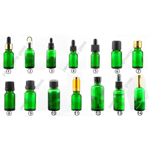 Custom 30ml Essential Oil Bottles Round Shape Green Dropper Bottles