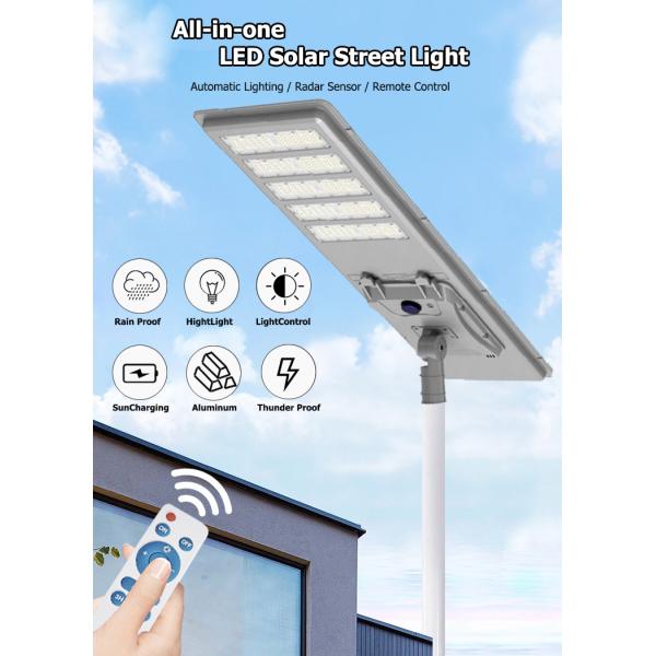 300W Solar Street Lights With Radar Motion Sensor SMD 3030 LED Chips
