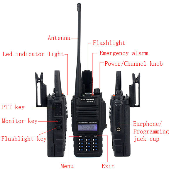 BF A58 IP67 Ham Two Way Radio Walkie Talkie 10KM Range Dual Band 136-174/400-520MHz
