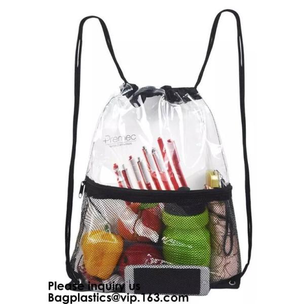 OEM Design Promotion PVC Drawstring GYM Bag,Clear PVC Drawstring Bag With Gold String Promotional Reflective Plastic PVC