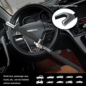 MONOJOY Foldable Steering Wheel Lock Heavy Duty Anti Theft Clamp Device
