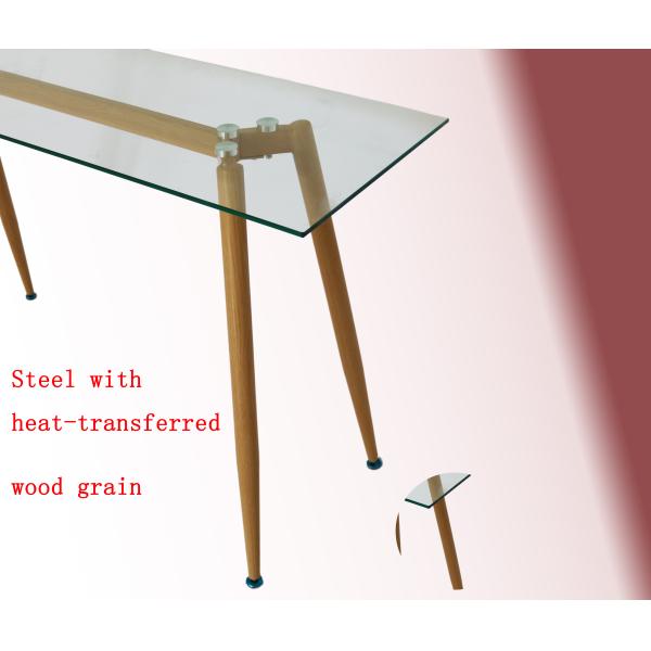 Y Shape Frame 710mm Height Dining Table Tempered Glass Top