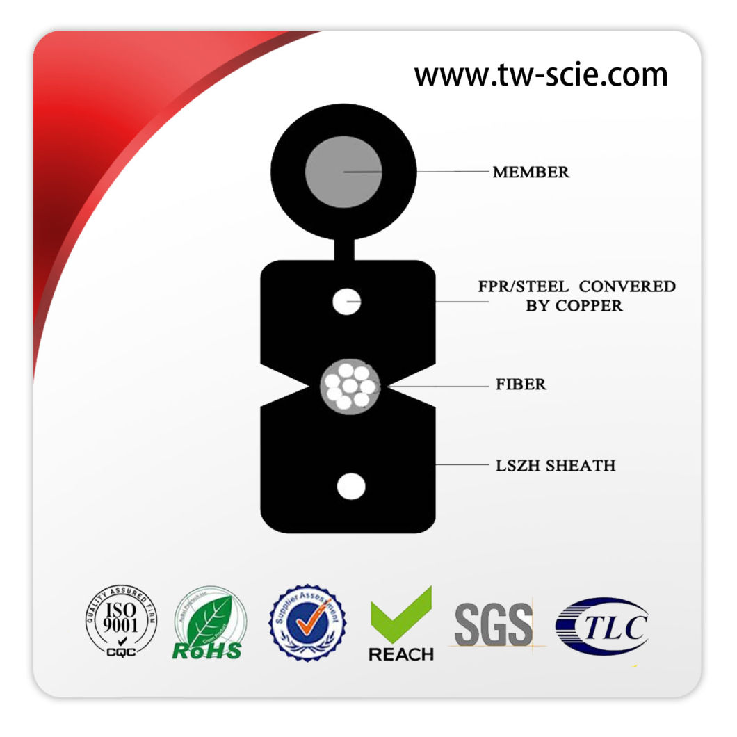 2 Core Outdoor FTTH Drop Cable in G657A Fiber