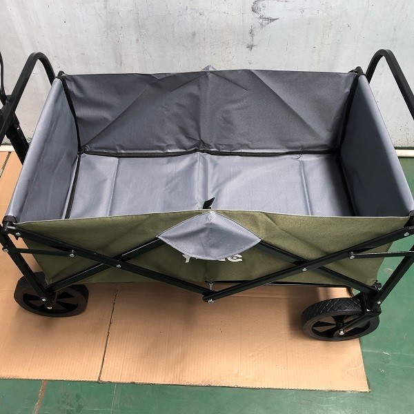Garden Use Green Folding Wagon Collapsible Beach Wagon Double Layer