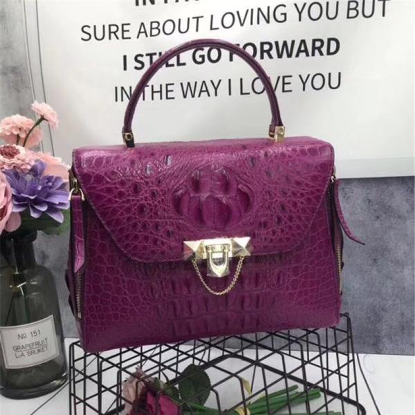 Cheap Exotic Genuine Crocodile Skin Woman Orange Purse Authentic Alligator Leather Lady Handbag Female Crossbody Shoulder Bag for sale