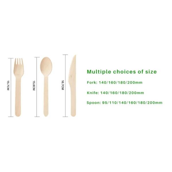 Custom Disposable Wooden Kitchen Spoon Knife Fork Set Wooden Flatware Set