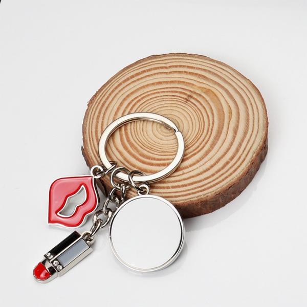 Sublimation Lipstick Keychain With Heart And Round Tag Personalized Photo Keychains