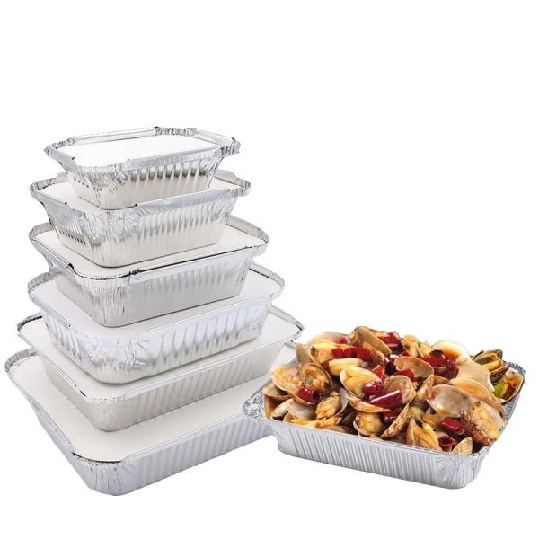 Eco-Friendly Aluminum Foil Lunch Box with Plastic Lid - Oven Safe
