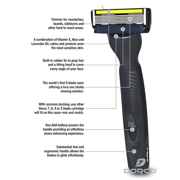 6 Blades Performance mens safety razor With Powered Handle / shaving Razor SXB3000 CE