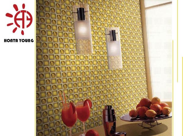 Cheap HTY - TG 300 300*300 Best Selling Gold Color Plating  Ceramic Glass Metal Mosaic Tile for sale