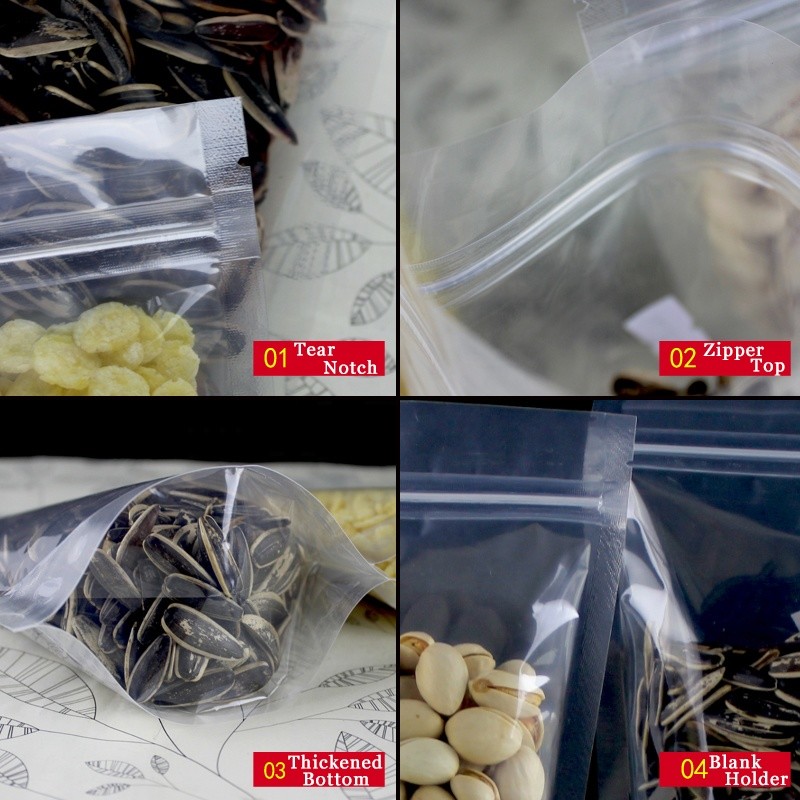Resealable k Doypack Stand Up Pouch Clear Transparent Plastic Packaging Bag With Zipper